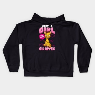 Cute & Funny Just A Girl Who Loves Giraffes Pun Kids Hoodie